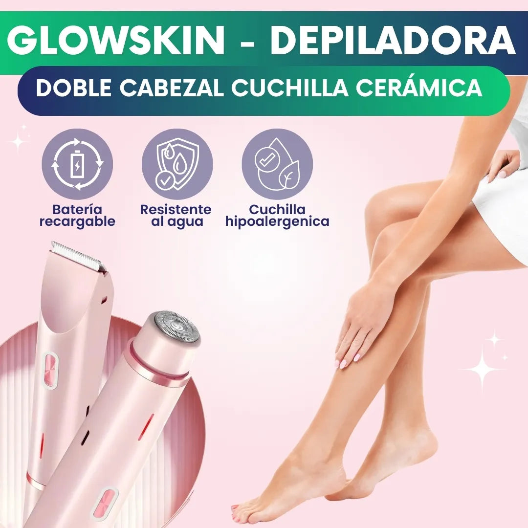 Glowskin - Depiladora doble cabezal cuchilla cerámica
