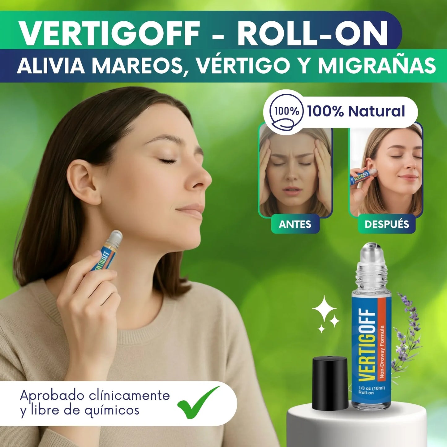 VertigOff - Roll-on natural alivia mareos, náuseas y migrañas