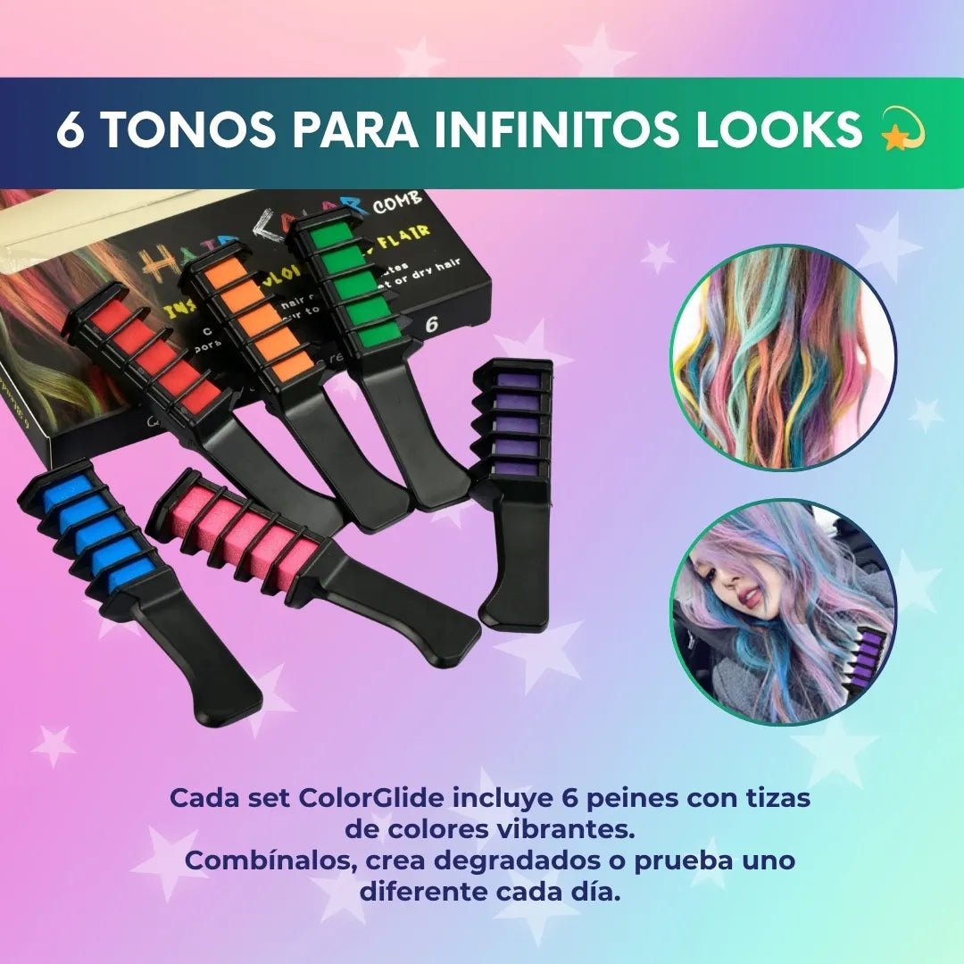 Set de 6 peines de tizas ColorGlide™ - para teñir el cabello temporalmente