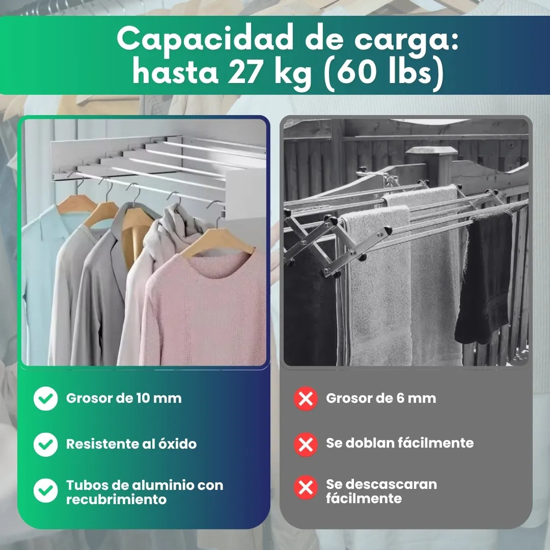 Tendedero plegable Invisible de pared + accesorios de instalación