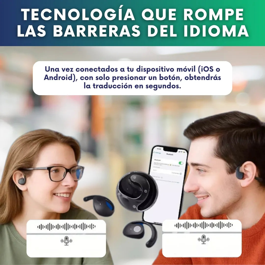 Audífonos traductores inalambricos + de 140 idiomas