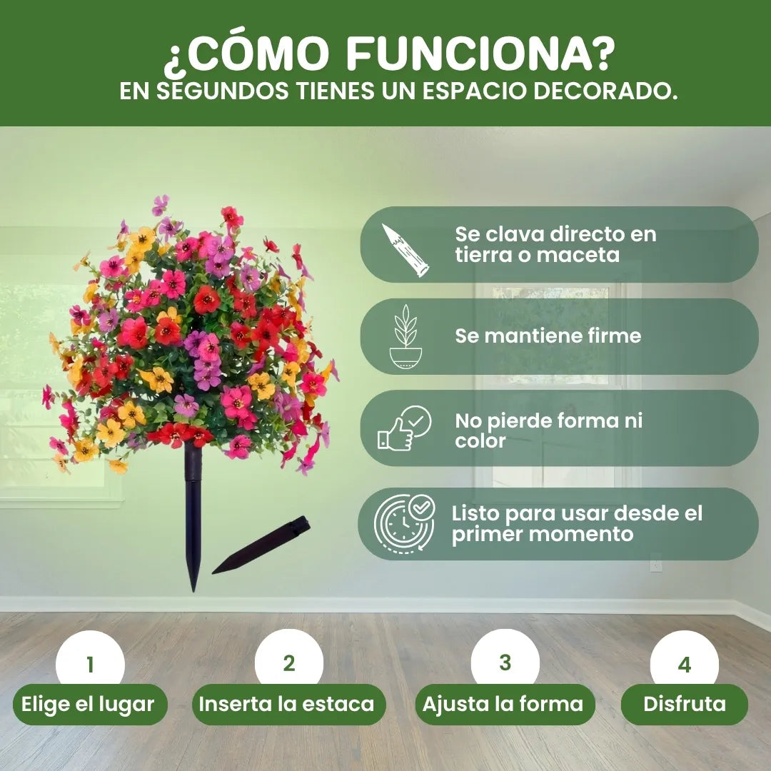 Bloomira™ - Set x2 jardín floral artificial de 50cm ultra realista