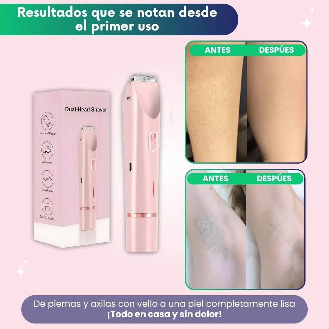 Glowskin - Depiladora doble cabezal cuchilla cerámica