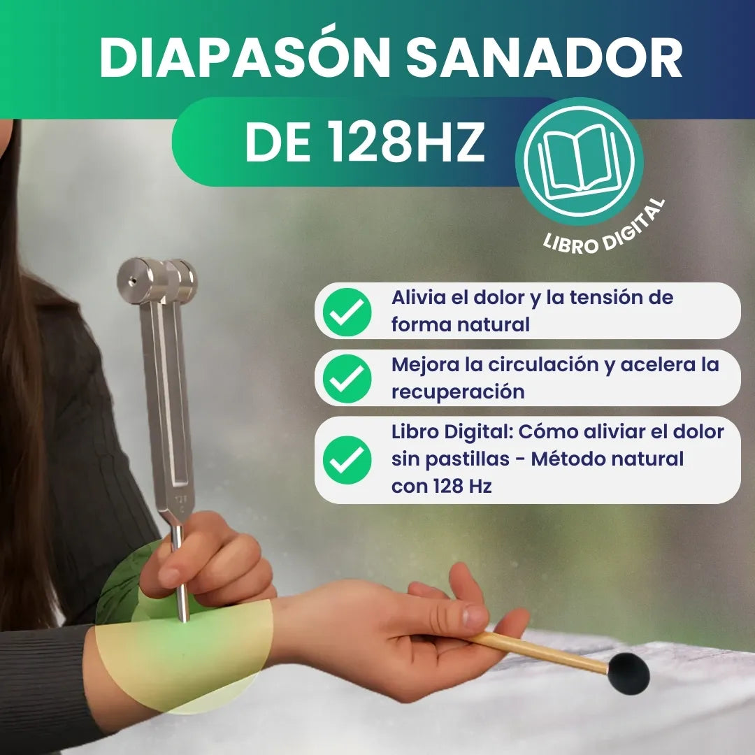 Diapasón sanador de 128 Hz + Libro digital 🎁