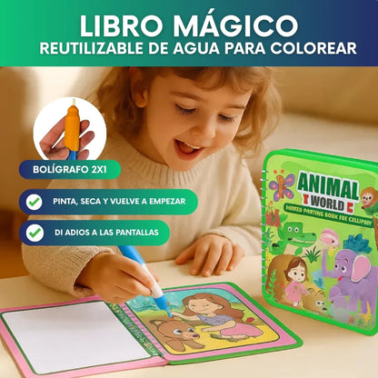 Libro mágico reutilizable de agua para colorear + Bolígrafo - 2x1
