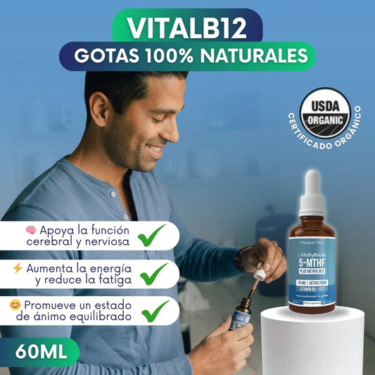 VitalB12 - Gotas 100% naturales de vitamina B9-12 para energia y concentración