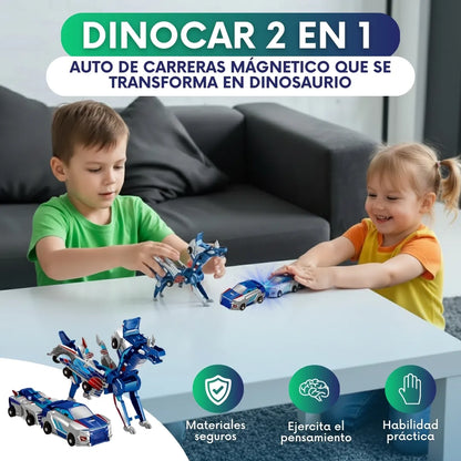 DinoCar 2 en 1 – Coche de Carreras mágnetico que se Transforma en Dinosaurio