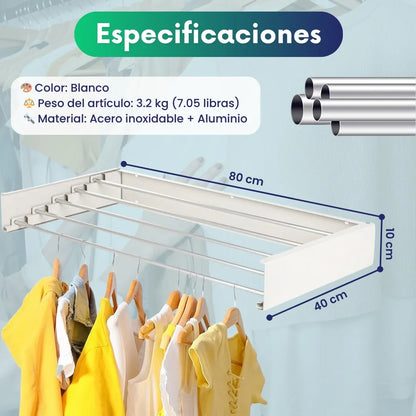 Tendedero plegable Invisible de pared + accesorios de instalación