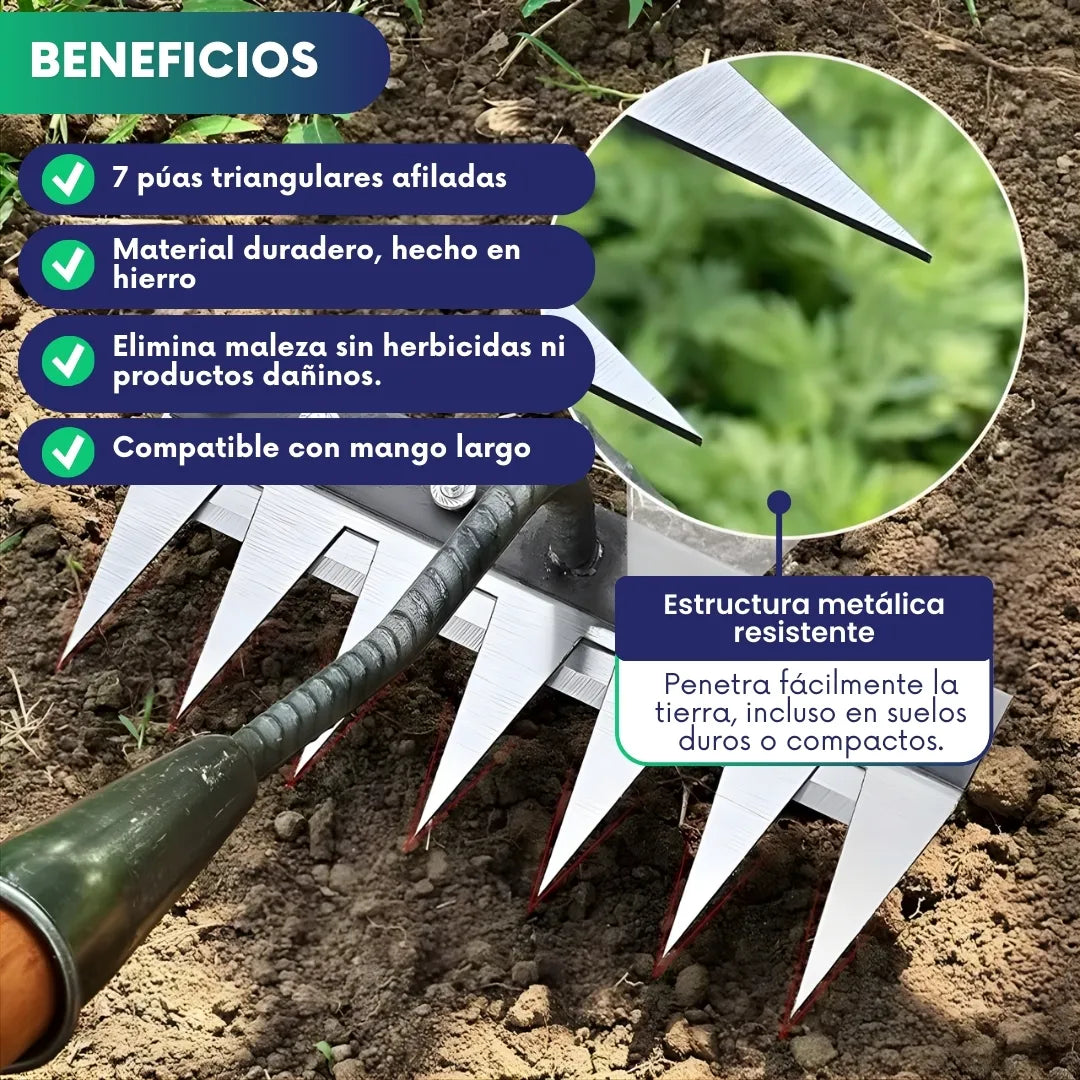 TerraGrip™ - Rastrillo Liberador de Malezas 7 Dientes