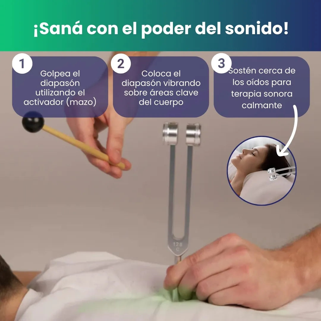 Diapasón sanador de 128 Hz + Libro digital 🎁