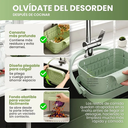 DrainFlex™ – Pack x3 Canastas Escurridoras Plegables y Extensibles para Fregadero