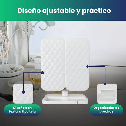 MirrorGlam - Triple espejo LED para maquillaje