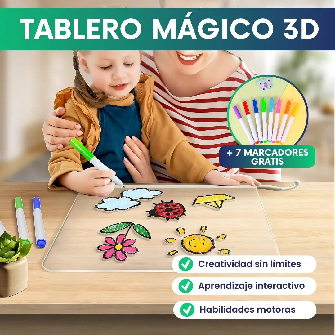 Tablero mágico con Luz Led + 7 marcadores 🎁