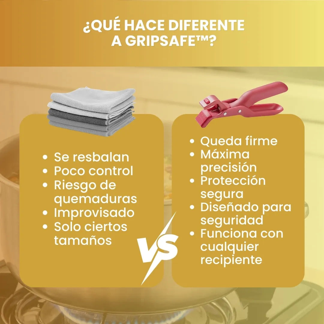 GripSafe™ - Pinza antideslizante anti quemaduras de silicona - Pack x 3
