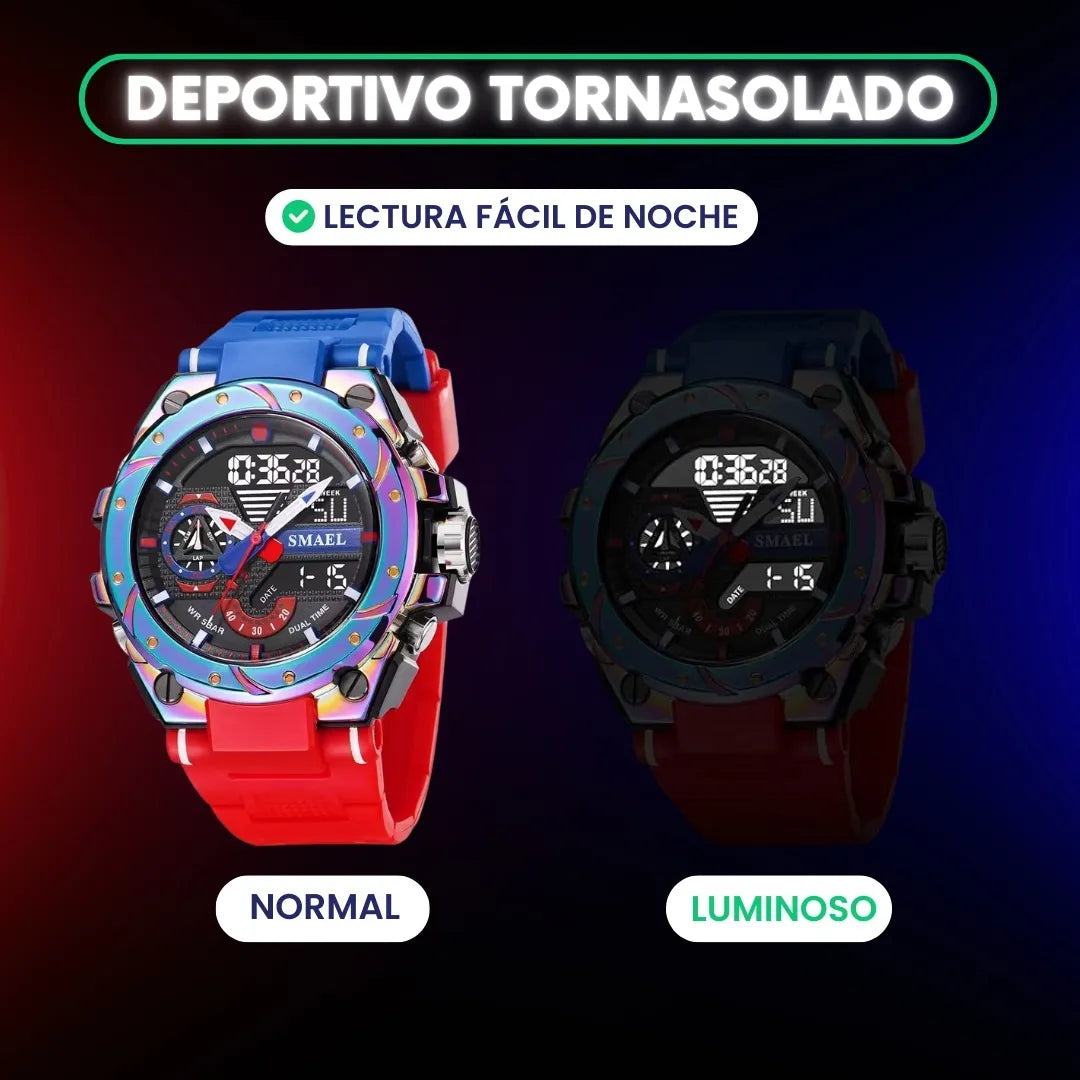 Reloj Smael™ tornasolado — Máquina de cuarzo, impermeable + Caja 🎁