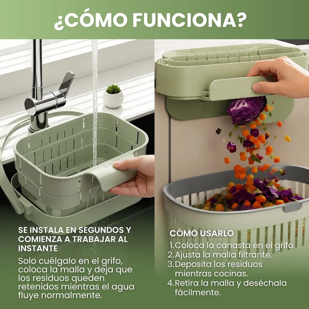 DrainFlex™ – Pack x3 Canastas Escurridoras Plegables y Extensibles para Fregadero