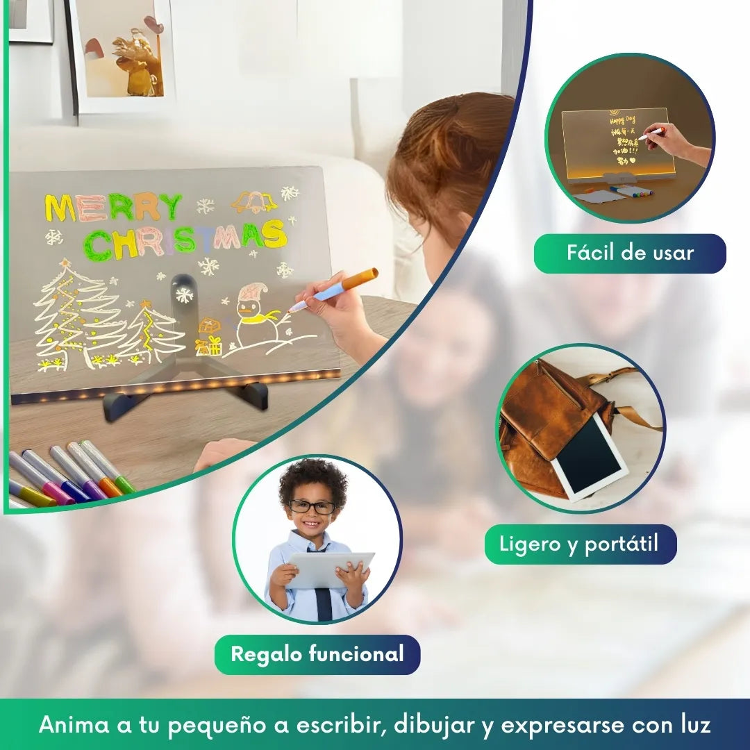 Tablero mágico con Luz Led + 7 marcadores 🎁
