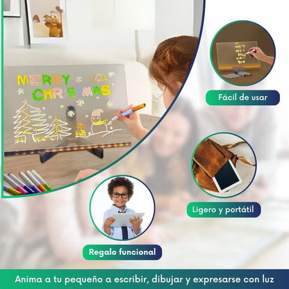 Tablero mágico con Luz Led + 7 marcadores 🎁