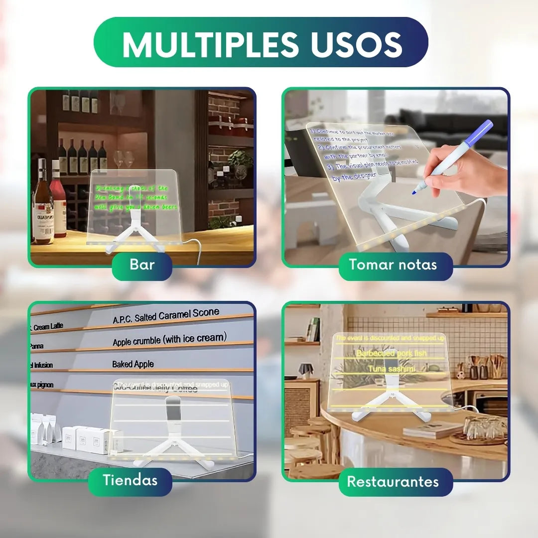 Tablero mágico con Luz Led + 7 marcadores 🎁