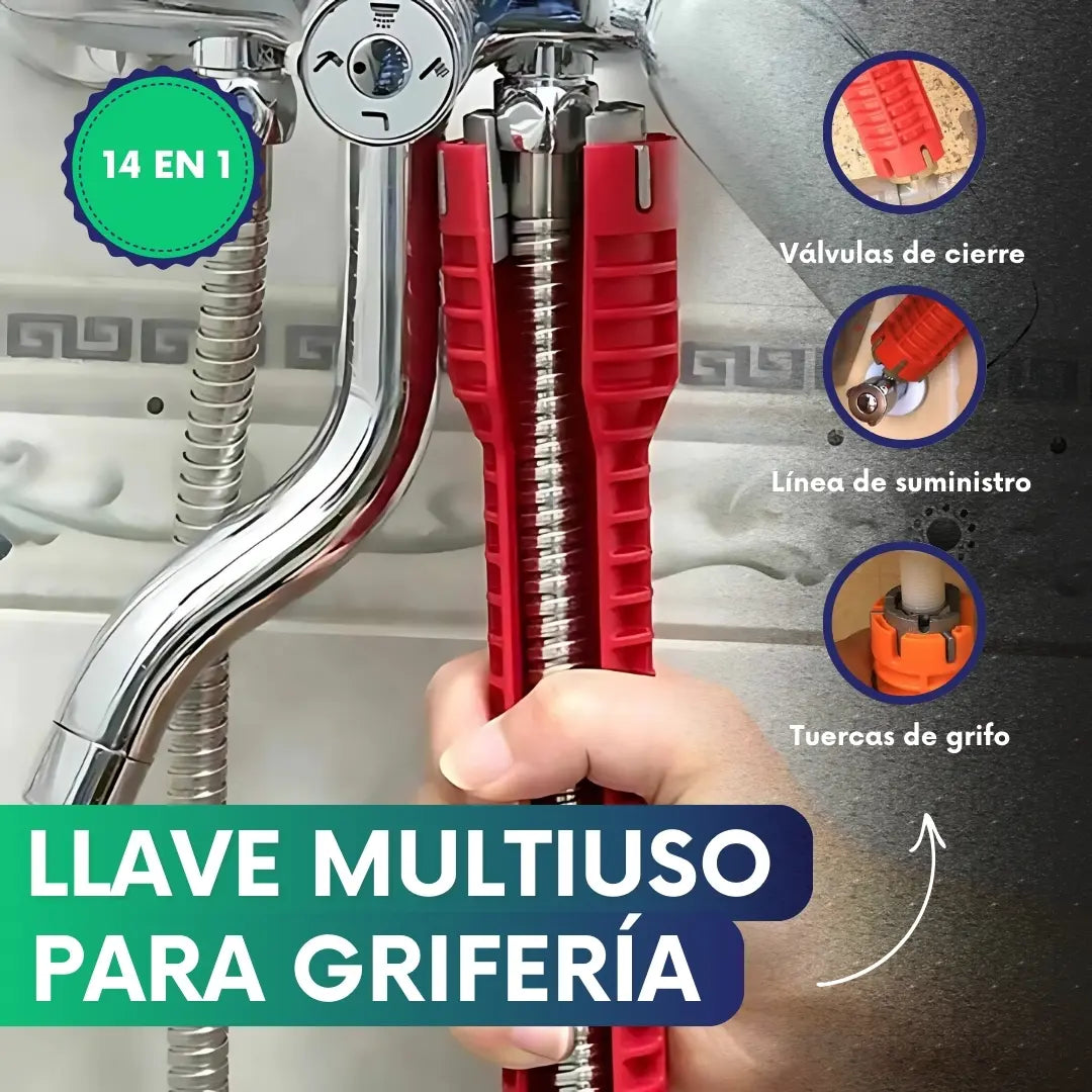 Llave multiuso para griferia 14 en 1