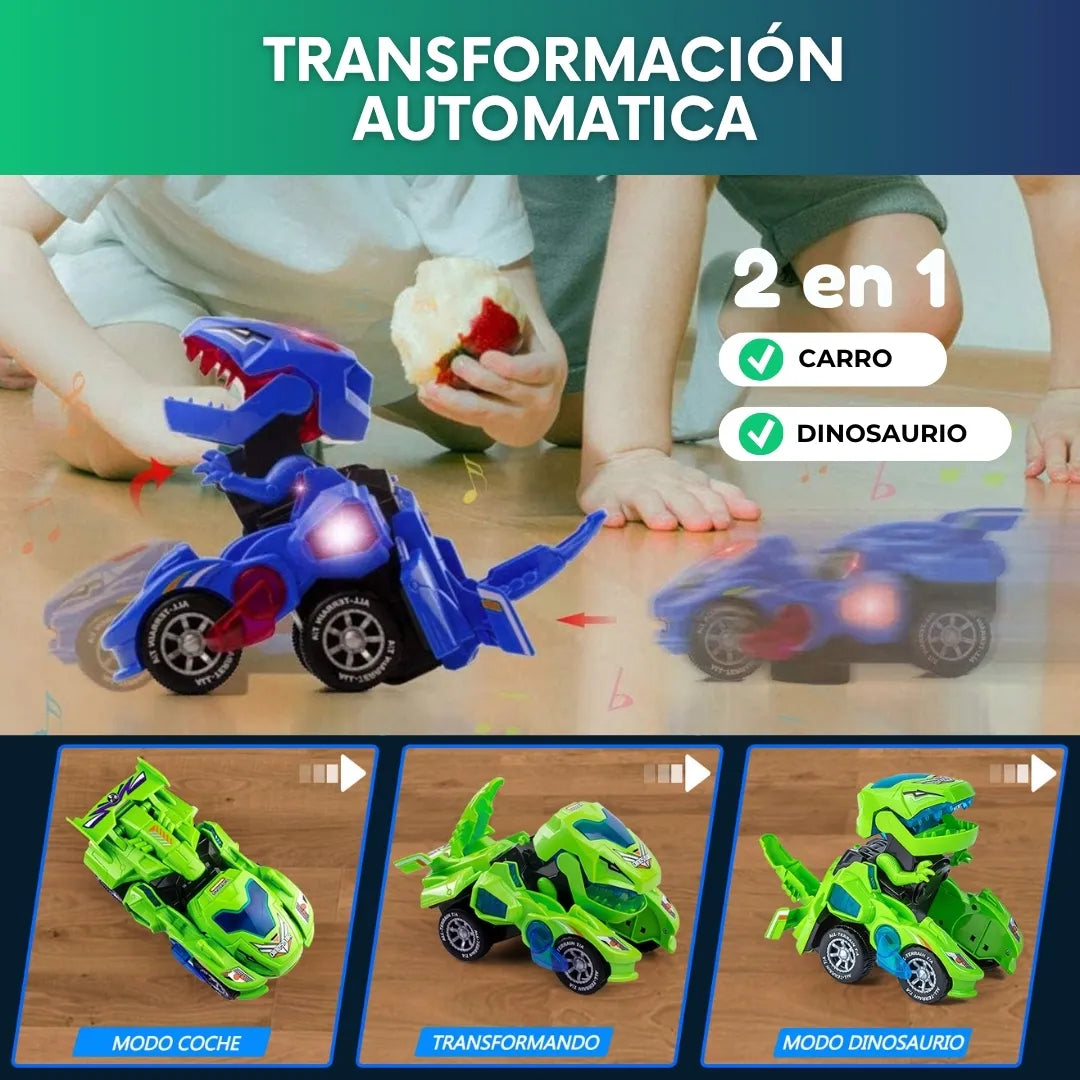 DinoCar transformable 2 en 1 con luces y sonido
