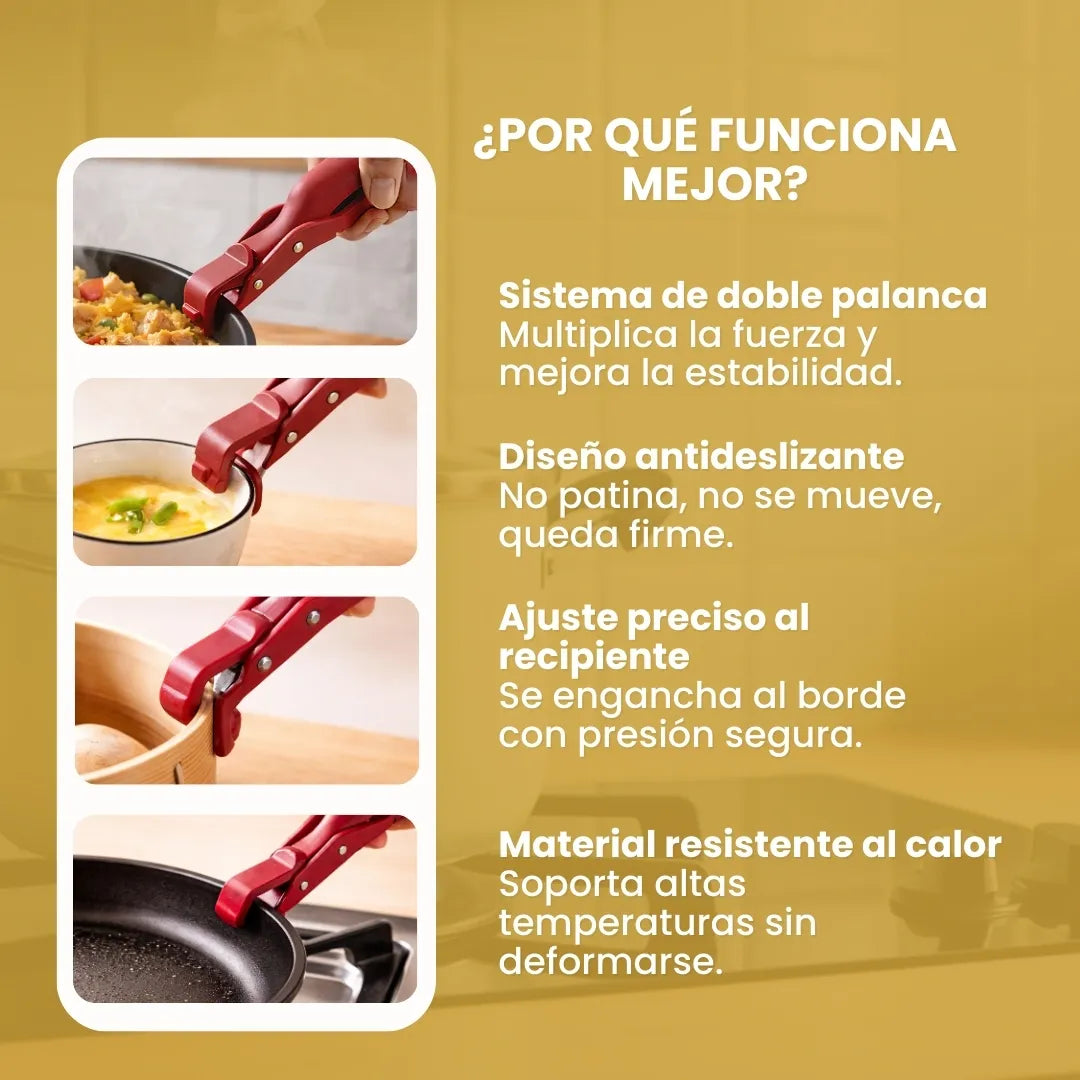 GripSafe™ - Pinza antideslizante anti quemaduras de silicona - Pack x 3