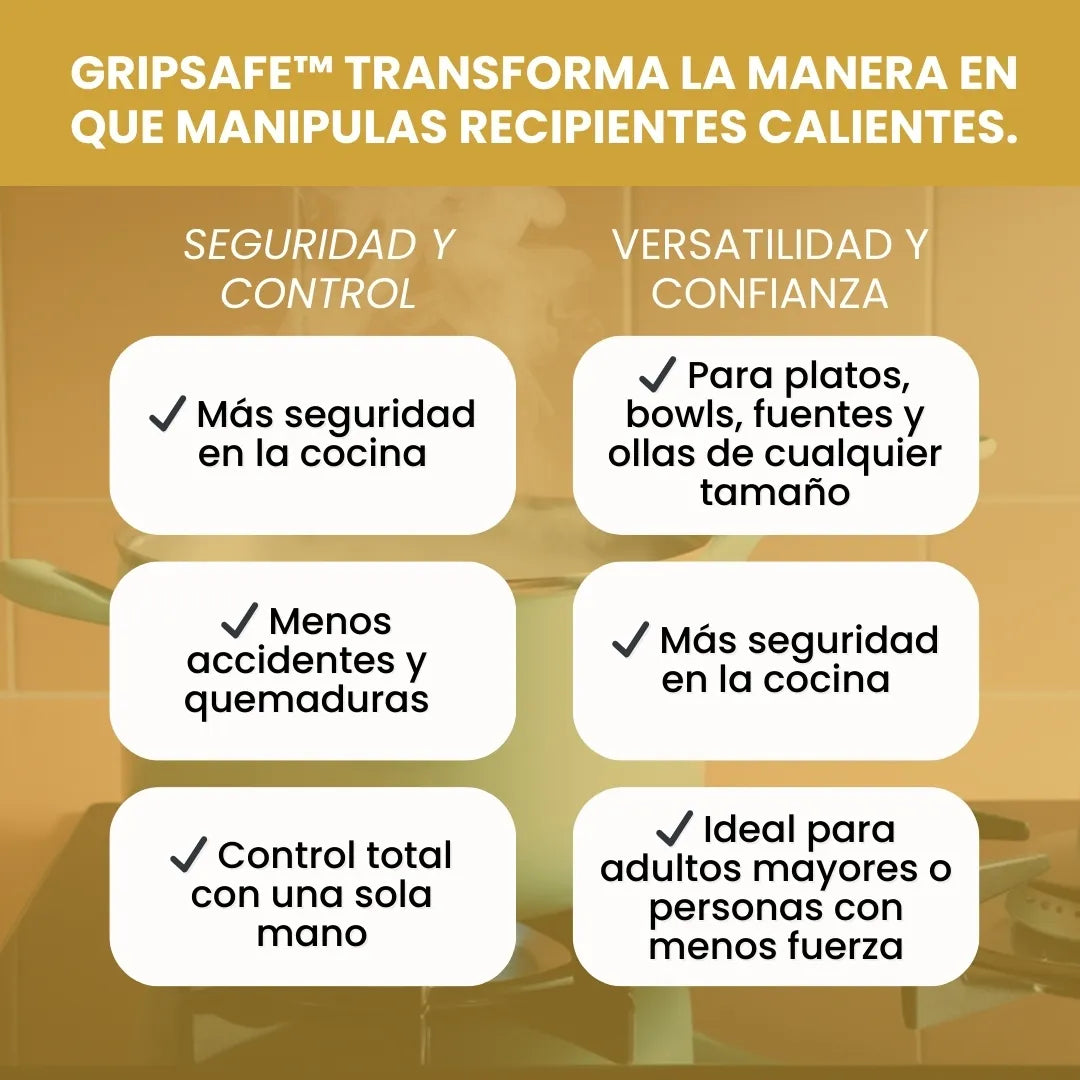 GripSafe™ - Pinza antideslizante anti quemaduras de silicona - Pack x 3