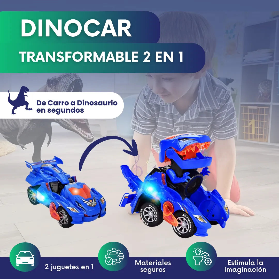DinoCar transformable 2 en 1 con luces y sonido