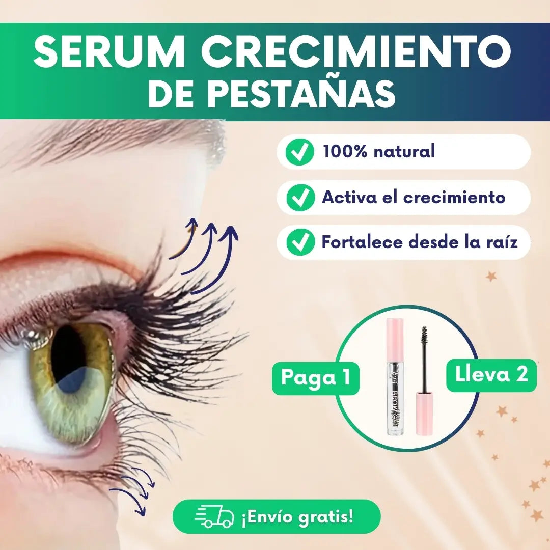 Serum crecimiento de pestañas 100% natural - 2x1