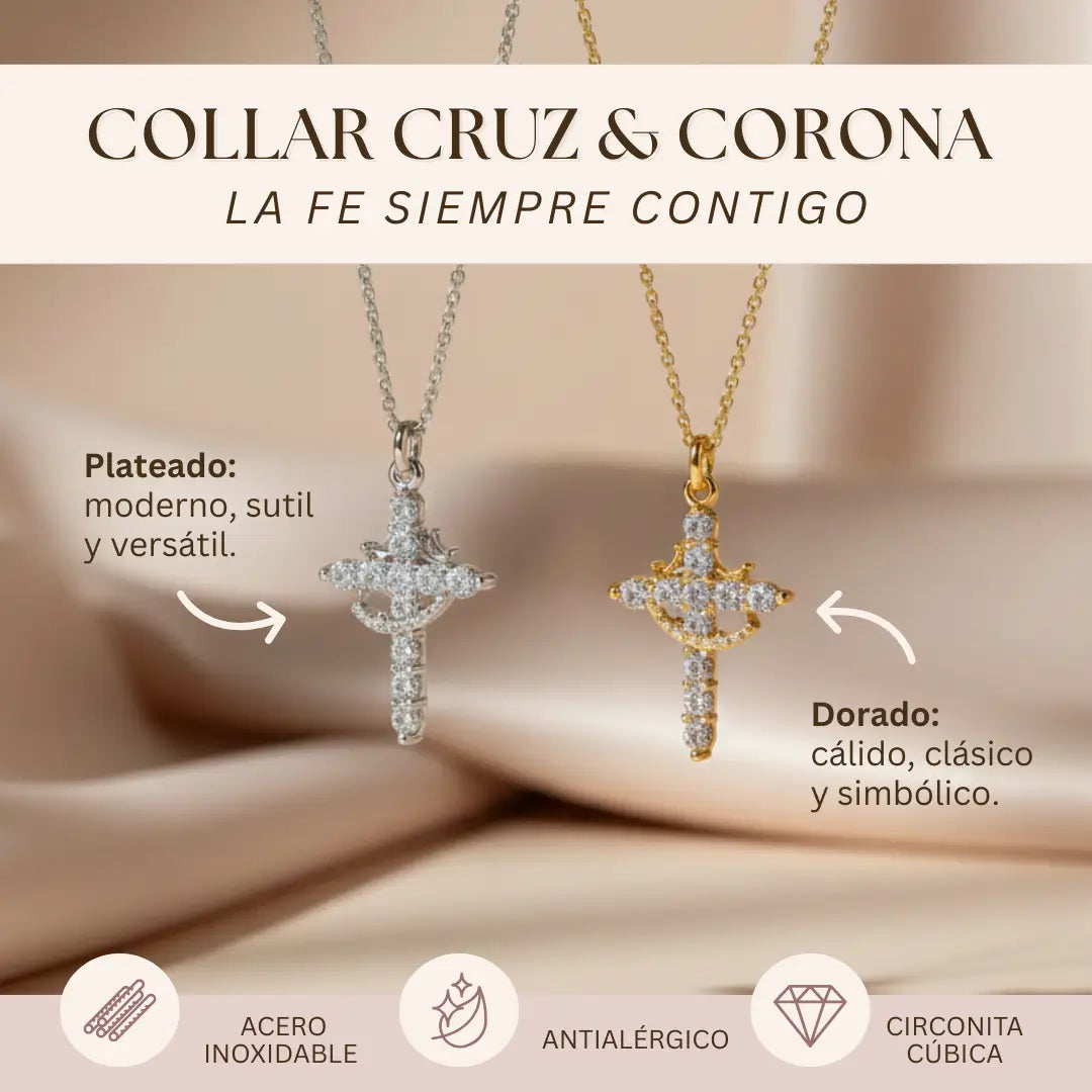 Collar Cruz & Corona - La Fe siempre contigo